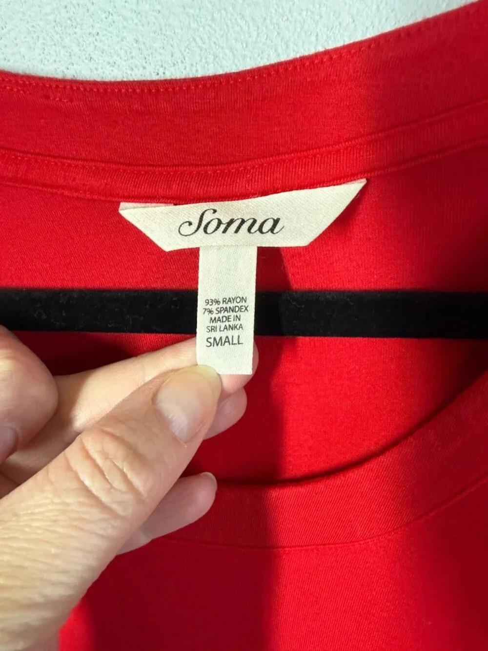 Soma Cool Nights Womens S Red Long Sleeve‎ Pajama Top Soft Lounge Scoop Neck